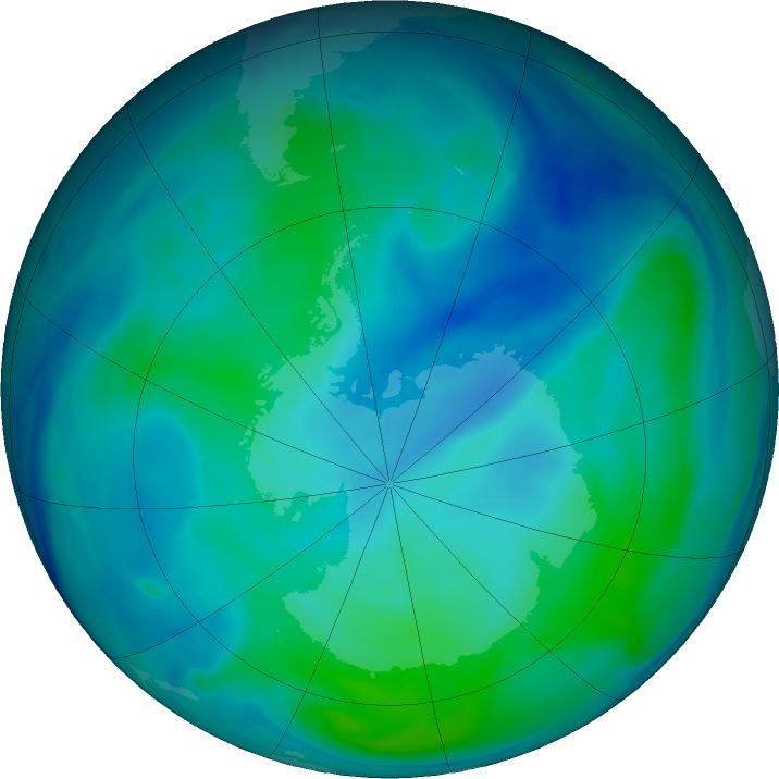 Antarctic ozone map for 19 February 2023